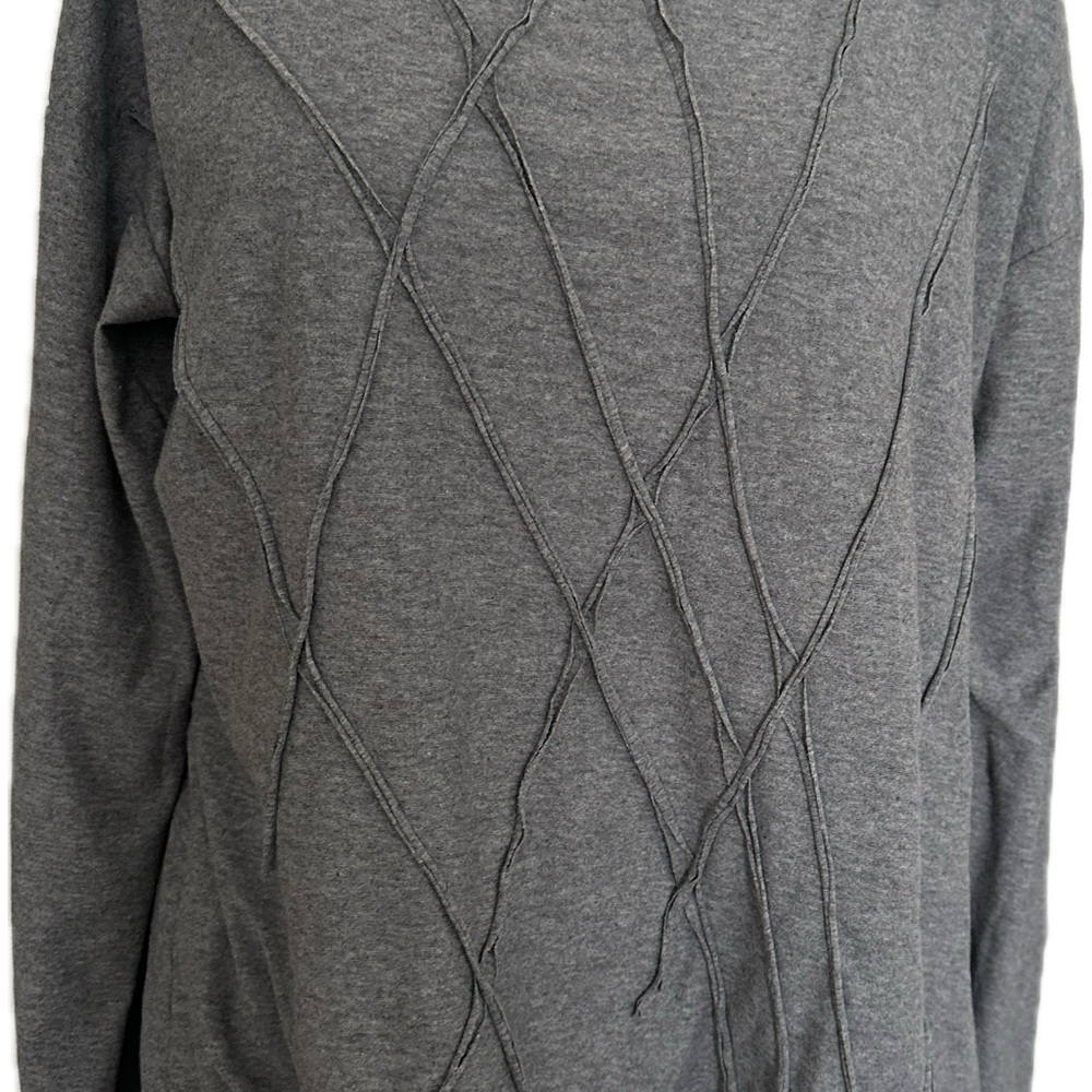 Gray Long Sleeve Top with Textured Design
